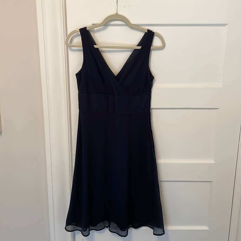 J.CREW knee-length navy silk dress